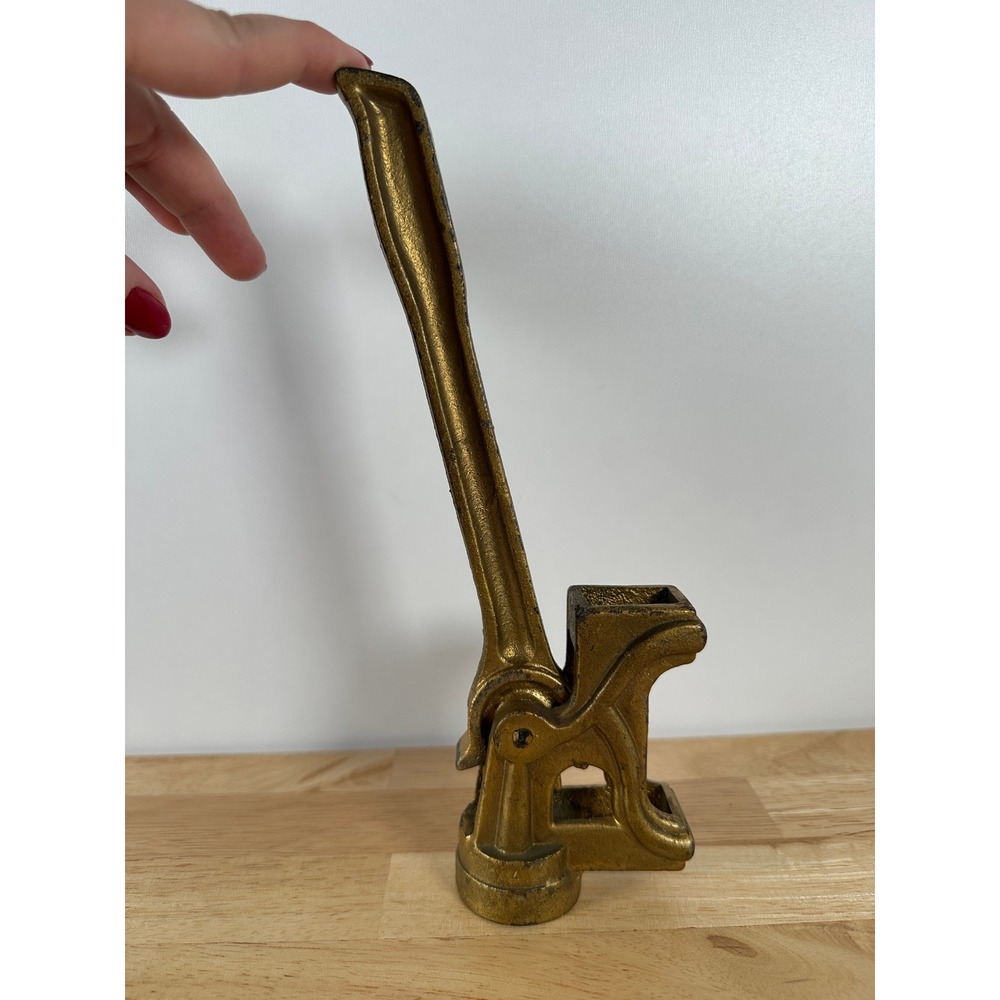 Vintage Gold‎ Lever Action Corker TF Cast Iron Industrial Barware Tool 10 Inch